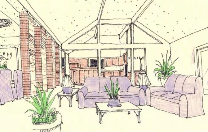 Living room and looking toward the kitchen